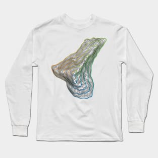 Contour Map of Mount Everest Orange, Blue and Green Long Sleeve T-Shirt